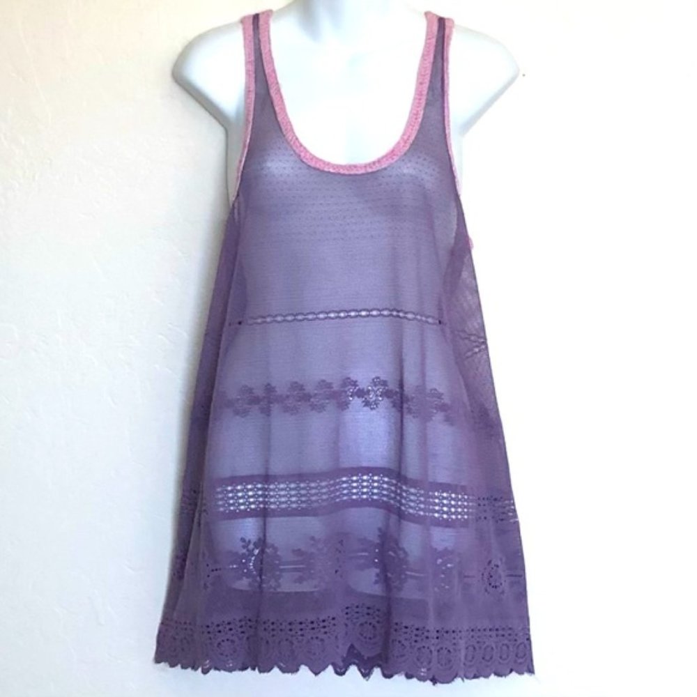 Free People Purple Lace Tunic Tank Size M